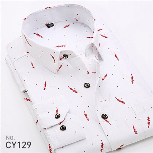 2019 Retro Floral impreso hombre Casual de moda clásico de los hombres vestido de camisa transpirable de los hombres de manga larga ropa de marca YN552