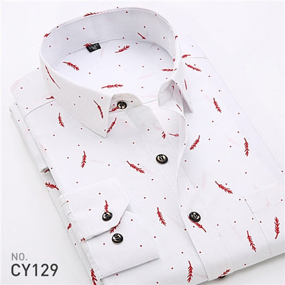 2019 Retro Floral impreso hombre Casual de moda clásico de los hombres vestido de camisa transpirable de los hombres de manga larga ropa de marca YN552
