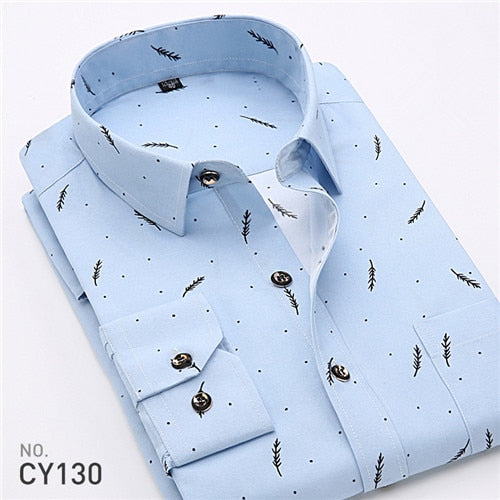 2019 Retro Floral impreso hombre Casual de moda clásico de los hombres vestido de camisa transpirable de los hombres de manga larga ropa de marca YN552