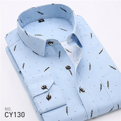 2019 Retro Floral impreso hombre Casual de moda clásico de los hombres vestido de camisa transpirable de los hombres de manga larga ropa de marca YN552