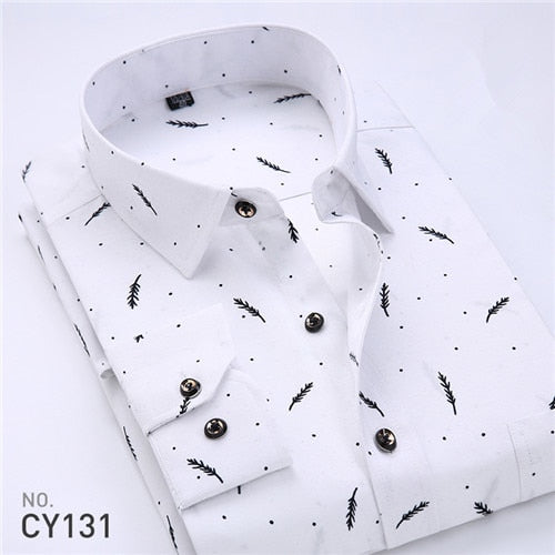 2019 Retro Floral impreso hombre Casual de moda clásico de los hombres vestido de camisa transpirable de los hombres de manga larga ropa de marca YN552