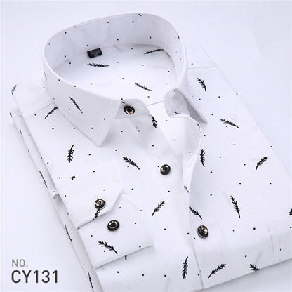 2019 Retro Floral impreso hombre Casual de moda clásico de los hombres vestido de camisa transpirable de los hombres de manga larga ropa de marca YN552