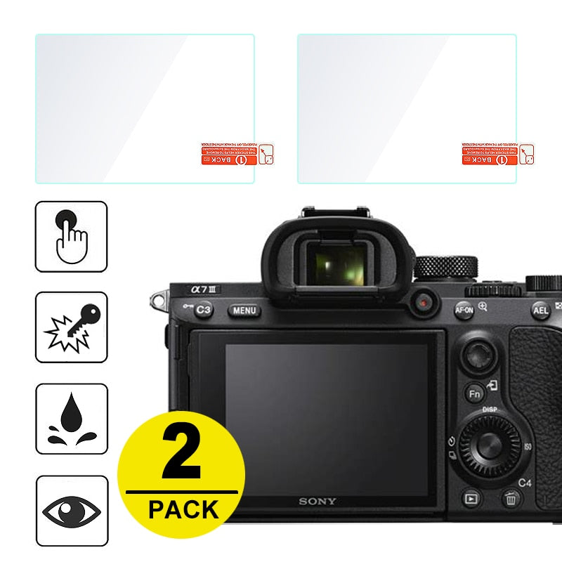 2x Tempered Glass Screen Protector for Sony A7 II III A7S A7R A99 A9 A6300 A6000 A5000 A6400 NEX-7/6/5/3N/C3 A33 A35 A55