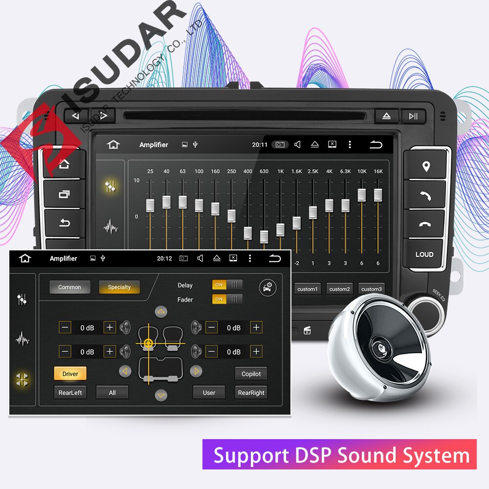 Isudar Car Multimedia Player Android 9 GPS 2 Din For VW/Golf/Tiguan/Skoda/Fabia/Rapid/Seat/Leon Canbus Automotivo DVD Radio DSP