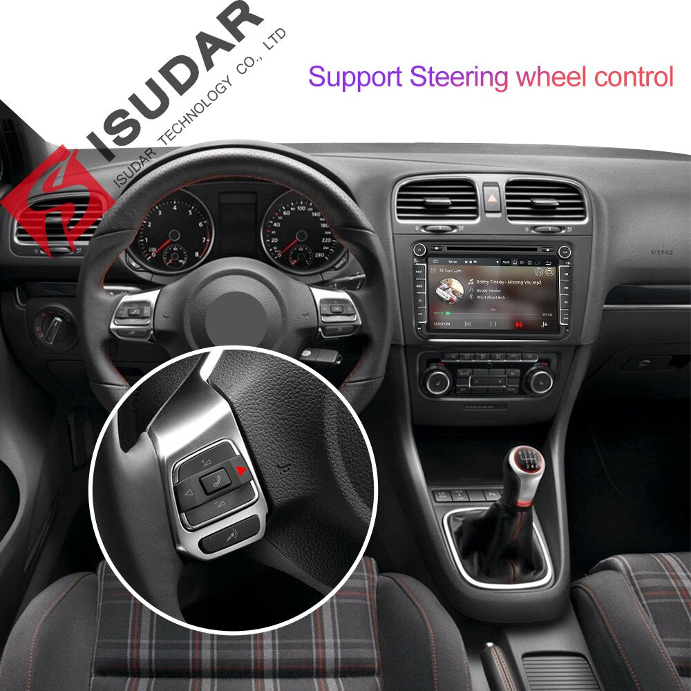 Isudar 2 Din Auto Radio Android 9 For VW/Golf/Tiguan/Skoda/Fabia/Rapid/Seat/Leon Car Multimedia Video Player GPS Navigation DVR
