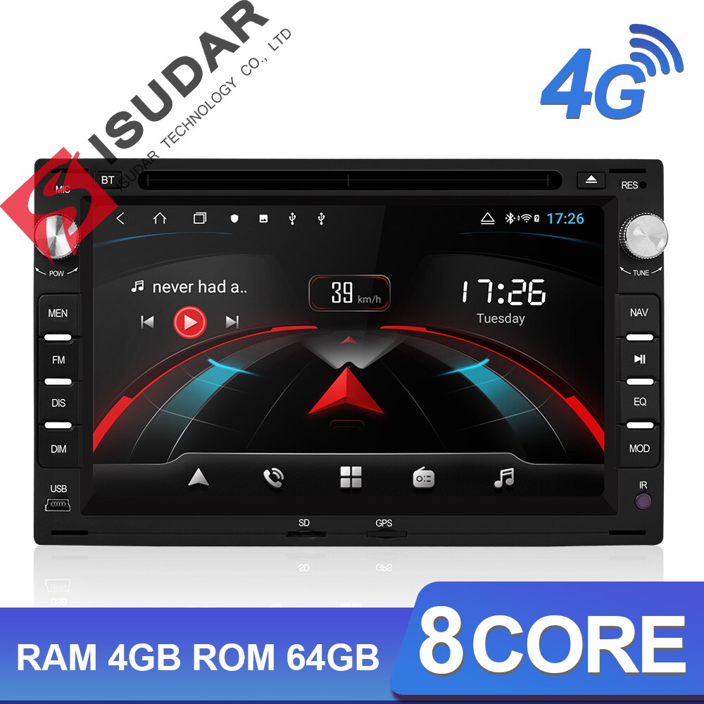 Isudar H53 Android Car Radio Multimedia 2 Din For VW/Volkswagen/Passat/Golf/Skoda Octa Core RAM 4GB DVD Player DSP DVR Camera FM