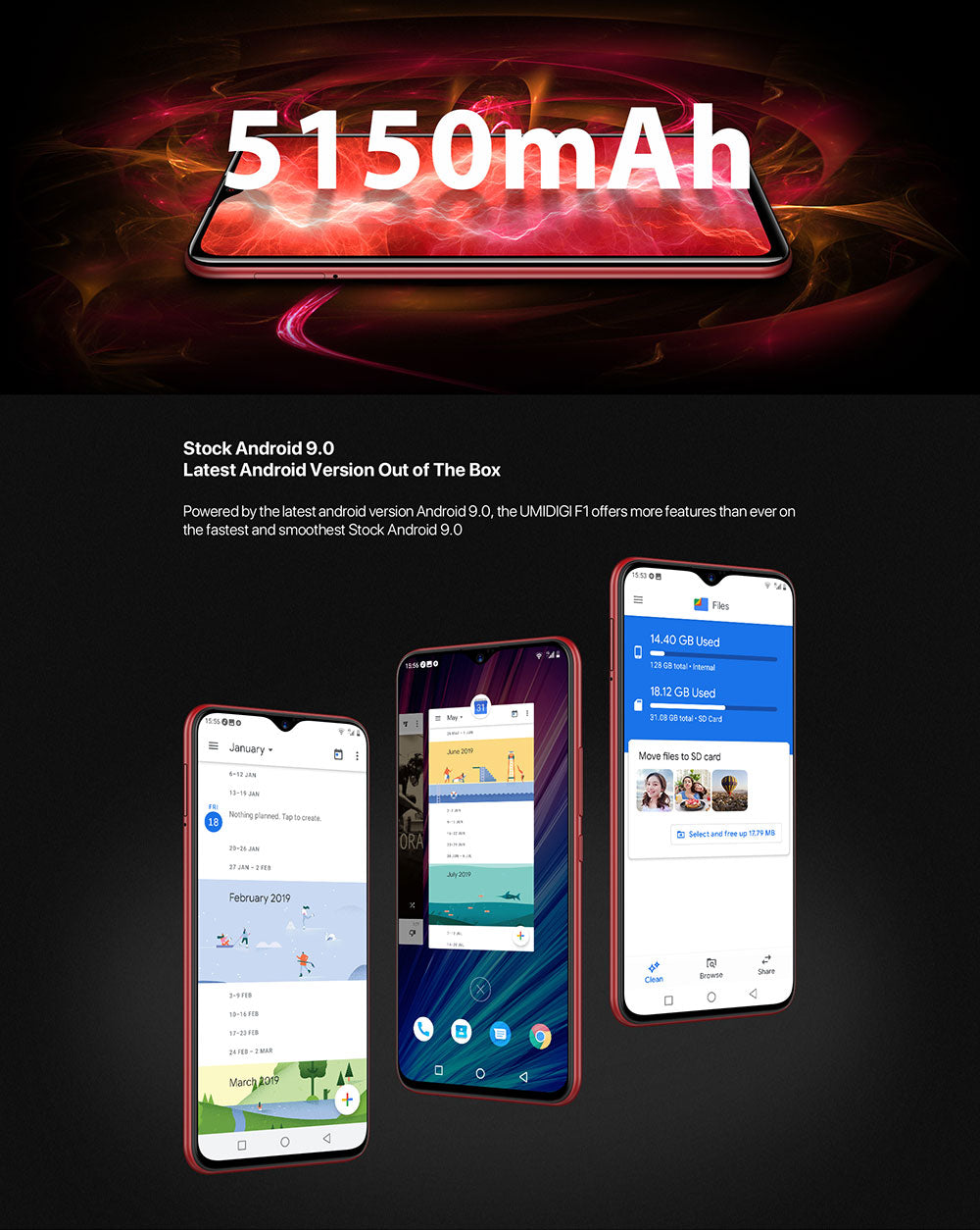 UMIDIGI F1 Play Android 9.0 48MP+8MP+16MP Cameras 5150mAh 6GB RAM 64GB ROM 6.3" FHD+ Helio P60 Global Version Smartphone Dual 4G