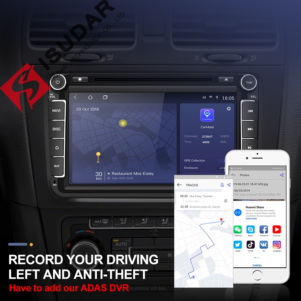 Isudar H53 2 Din 4G Android Car Radio Multimedia For VW/Volkswagen/POLO/Golf/Skoda/Seat/Leon/PASSAT B6 Auto GPS Camera USB DVR