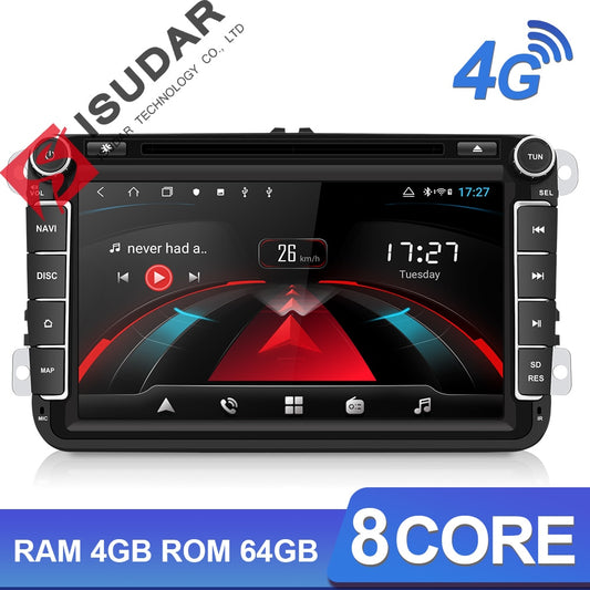 Isudar H53 2 Din 4G Android Car Radio Multimedia For VW/Volkswagen/POLO/Golf/Skoda/Seat/Leon/PASSAT B6 Auto GPS Camera USB DVR - testanother
