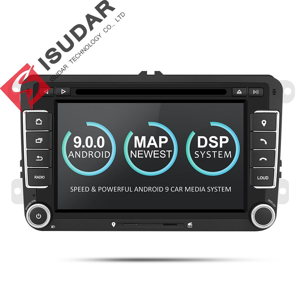 Isudar Car Multimedia Player Android 9 GPS 2 Din For VW/Golf/Tiguan/Skoda/Fabia/Rapid/Seat/Leon Canbus Automotivo DVD Radio DSP