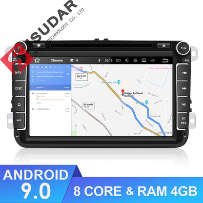 Isudar Car Multimedia player Android 9 GPS 2 Din Car Radio Audio Auto For VW/Volkswagen/POLO/PASSAT/Golf 8 Cores RAM 4G 64G DVR