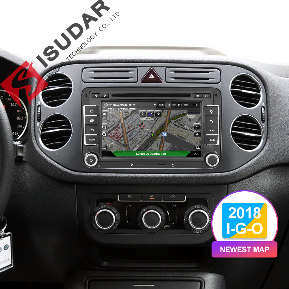 Isudar Car Multimedia Player Android 9 GPS 2 Din For VW/Golf/Tiguan/Skoda/Fabia/Rapid/Seat/Leon Canbus Automotivo DVD Radio DSP