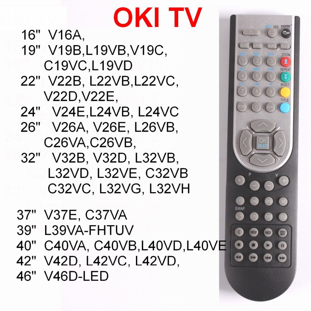 RC1900 Remote control for OKI TV 16, 19, 22, 24, 26, 32 inch,37,40,46",V19,L19,C19,V22,L22,V24,L24,V26,L26,C26,V32,L32,C32 V37