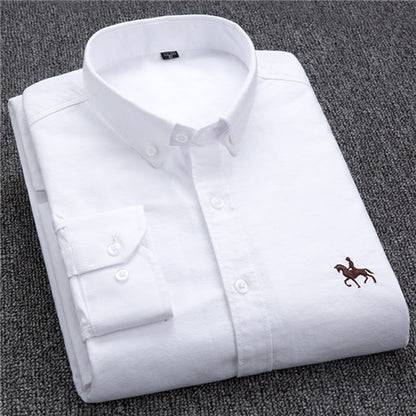 S-6XL Plus tamaño nueva tela de OXFORD 100% algodón excelente cómodo slim fit collar de los hombres de negocios casuales camisas tops