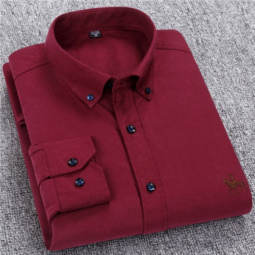 S-6XL Plus tamaño nueva tela de OXFORD 100% algodón excelente cómodo slim fit collar de los hombres de negocios casuales camisas tops