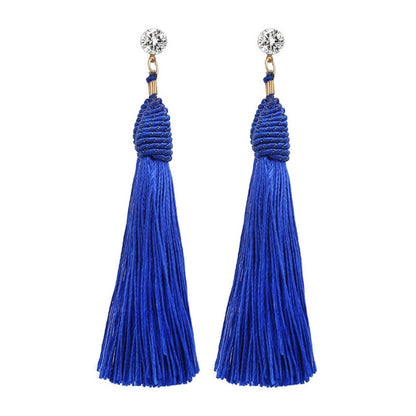 AY Fashion Tassel Flower Drop Jewelry Set For Women Black Color Long Necklace Pendant Crystal Earrings Wedding Jewelry Gift