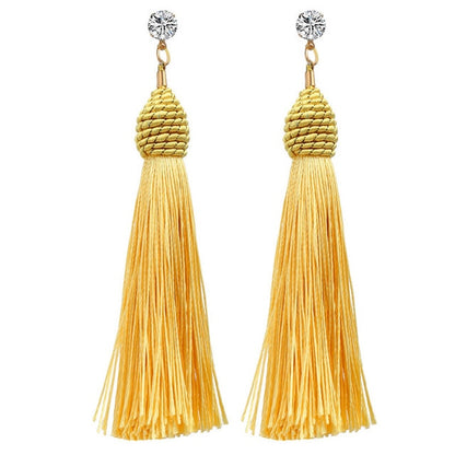 AY Fashion Tassel Flower Drop Jewelry Set For Women Black Color Long Necklace Pendant Crystal Earrings Wedding Jewelry Gift