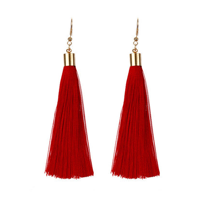 European Exaggerated Jewelry Set Ethnic Boho Long Tassel Drop Earrings Necklace Women Fashion Punk Fringed Pendant Chain Collar