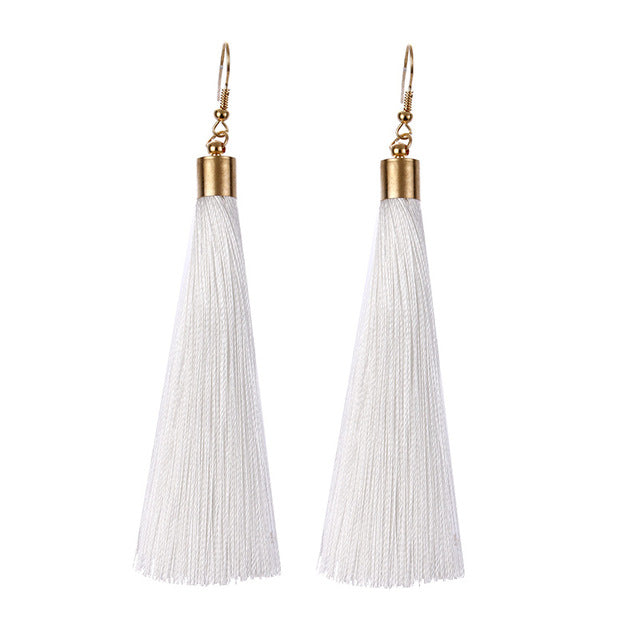 European Exaggerated Jewelry Set Ethnic Boho Long Tassel Drop Earrings Necklace Women Fashion Punk Fringed Pendant Chain Collar