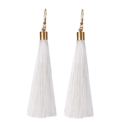 European Exaggerated Jewelry Set Ethnic Boho Long Tassel Drop Earrings Necklace Women Fashion Punk Fringed Pendant Chain Collar
