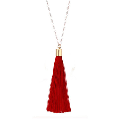 European Exaggerated Jewelry Set Ethnic Boho Long Tassel Drop Earrings Necklace Women Fashion Punk Fringed Pendant Chain Collar