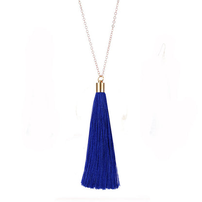 European Exaggerated Jewelry Set Ethnic Boho Long Tassel Drop Earrings Necklace Women Fashion Punk Fringed Pendant Chain Collar