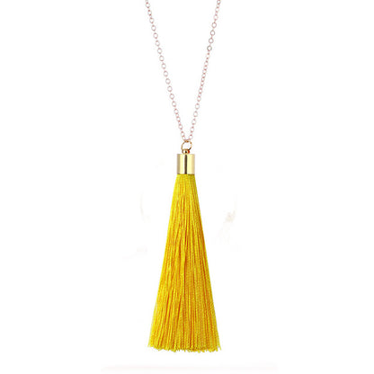 European Exaggerated Jewelry Set Ethnic Boho Long Tassel Drop Earrings Necklace Women Fashion Punk Fringed Pendant Chain Collar