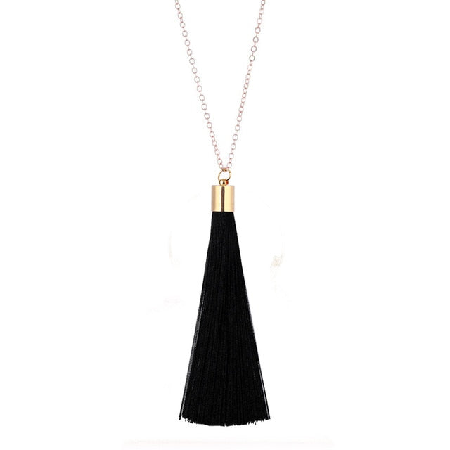 European Exaggerated Jewelry Set Ethnic Boho Long Tassel Drop Earrings Necklace Women Fashion Punk Fringed Pendant Chain Collar