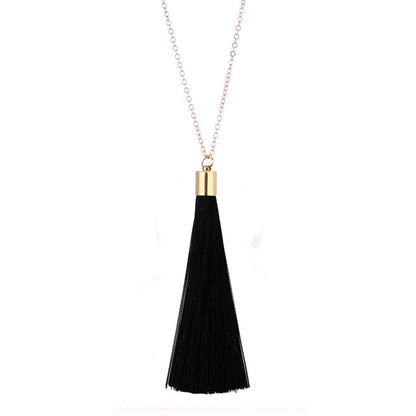 European Exaggerated Jewelry Set Ethnic Boho Long Tassel Drop Earrings Necklace Women Fashion Punk Fringed Pendant Chain Collar