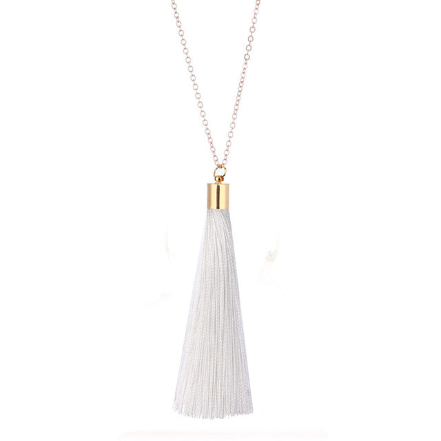 European Exaggerated Jewelry Set Ethnic Boho Long Tassel Drop Earrings Necklace Women Fashion Punk Fringed Pendant Chain Collar