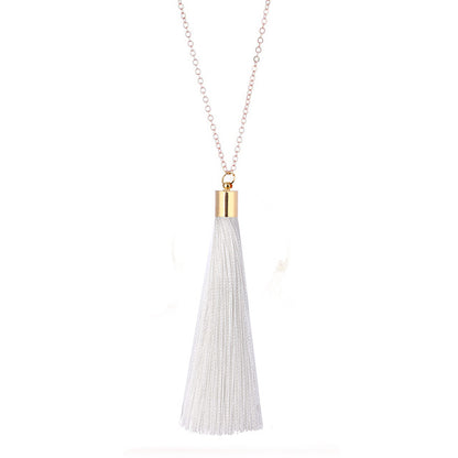 European Exaggerated Jewelry Set Ethnic Boho Long Tassel Drop Earrings Necklace Women Fashion Punk Fringed Pendant Chain Collar