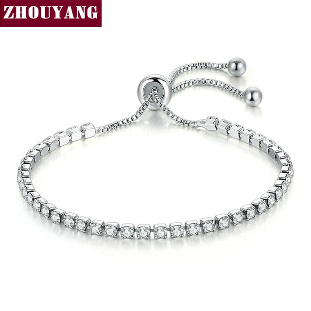 ZHOUYANG Bracelet For Women Luxury Style 4 Color 4 Claws Mosaic Cubic Zirconia Silver Color Fashion Jewelry Wholesale Gift H095