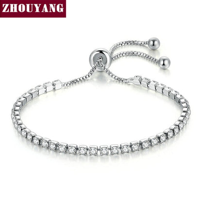 ZHOUYANG Bracelet For Women Luxury Style 4 Color 4 Claws Mosaic Cubic Zirconia Silver Color Fashion Jewelry Wholesale Gift H095