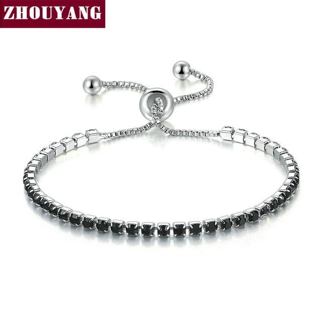 ZHOUYANG Bracelet For Women Luxury Style 4 Color 4 Claws Mosaic Cubic Zirconia Silver Color Fashion Jewelry Wholesale Gift H095