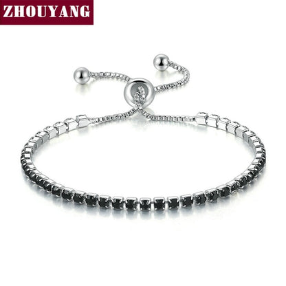 ZHOUYANG Bracelet For Women Luxury Style 4 Color 4 Claws Mosaic Cubic Zirconia Silver Color Fashion Jewelry Wholesale Gift H095