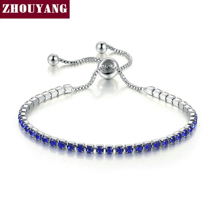 ZHOUYANG Bracelet For Women Luxury Style 4 Color 4 Claws Mosaic Cubic Zirconia Silver Color Fashion Jewelry Wholesale Gift H095