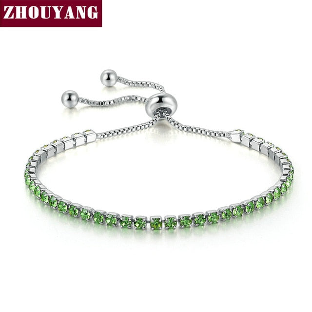 ZHOUYANG Bracelet For Women Luxury Style 4 Color 4 Claws Mosaic Cubic Zirconia Silver Color Fashion Jewelry Wholesale Gift H095