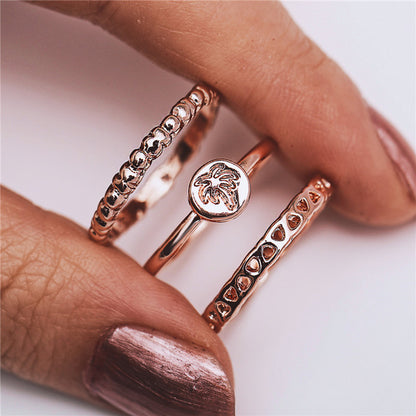 AY 3Pcs/Set Fashion Geometry Intersect Crystal Rings Set For Women Girls Engagement Wedding Rings Female Party Jewelry Gifts