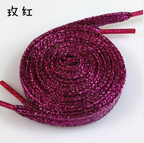 Colorful man women Shoelaces of sneakers Metallic Glitter Shiny gold shoelace silver Flat shoe laces sports running shoe lacing