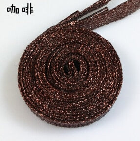 Colorful man women Shoelaces of sneakers Metallic Glitter Shiny gold shoelace silver Flat shoe laces sports running shoe lacing