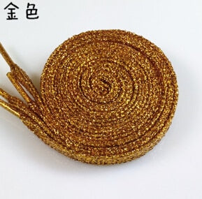 Colorful man women Shoelaces of sneakers Metallic Glitter Shiny gold shoelace silver Flat shoe laces sports running shoe lacing