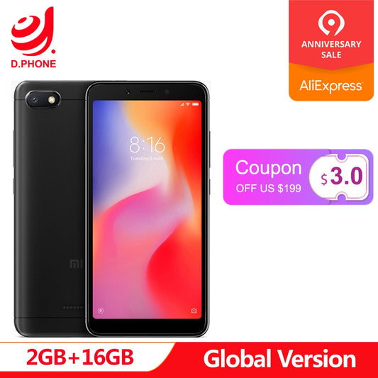 Global Version Xiaomi Redmi 6A 18:9 Full Screen MTK Helio A22 MIUI 9 2GB 16GB 4G LTE AI 13.0MP Face Recognition 6 A Phone - testanother