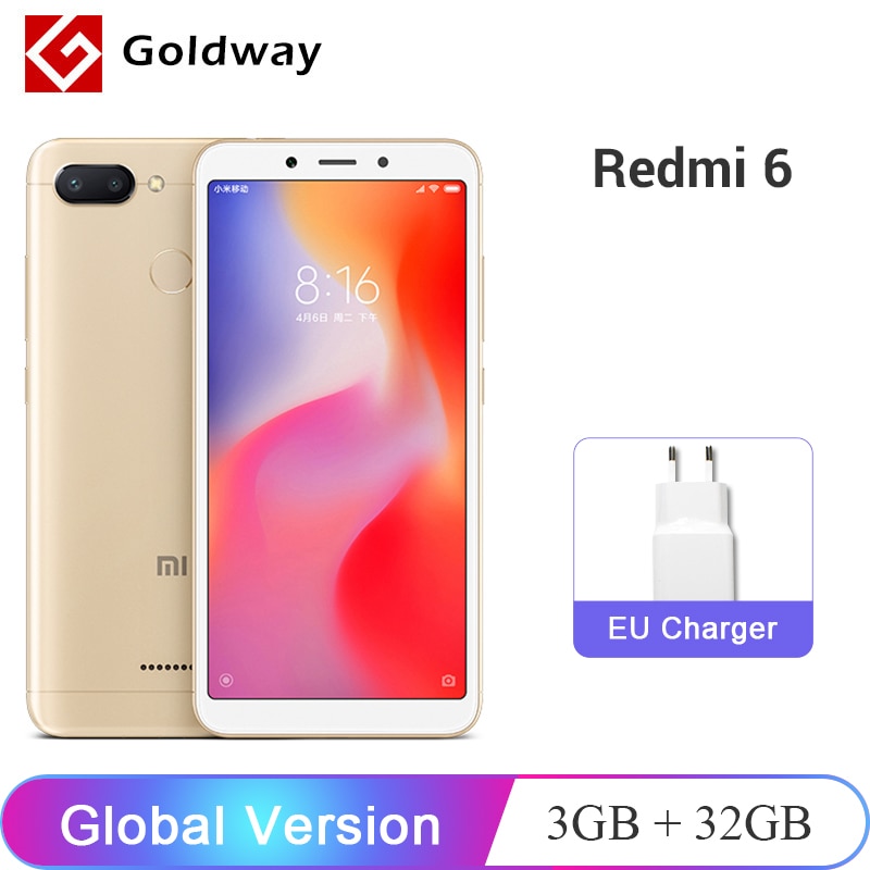 Global Version Xiaomi Redmi 6 3GB RAM 32GB ROM Smartphone Helio P22 Octa Core CPU 12MP+5MP Dual Cameras 5.45" 3000mAh Battery