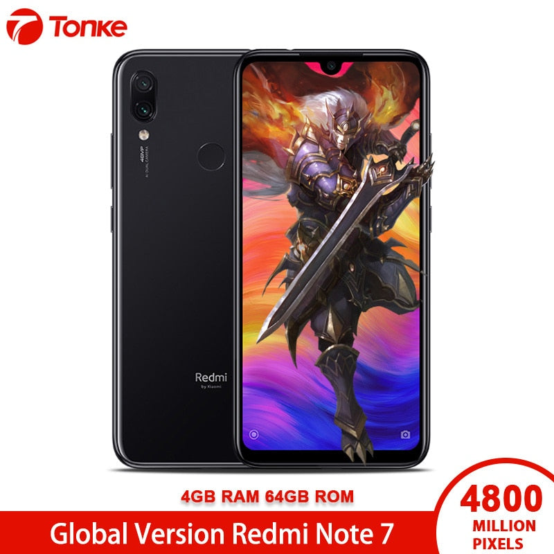Global Version xiaomi cellphone Redmi Note 7 4GB RAM 64GB ROM  Snapdragon 660 Octa Core 6.3" 19.5:9 Full Screen 48MP Dual Camera