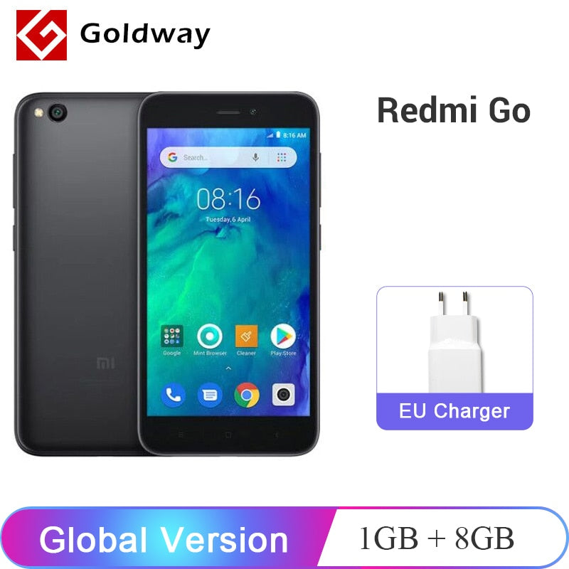 Global Version Xiaomi Redmi GO 1GB RAM 8GB ROM Mobile Phone Snapdragon 425 Quad Core 5.0" 4G LTE 8.0MP Camera 3000mAh Battery